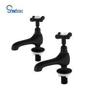 Wash basin lavatory matte black tap classical style lav faucet cross handle pillar taps